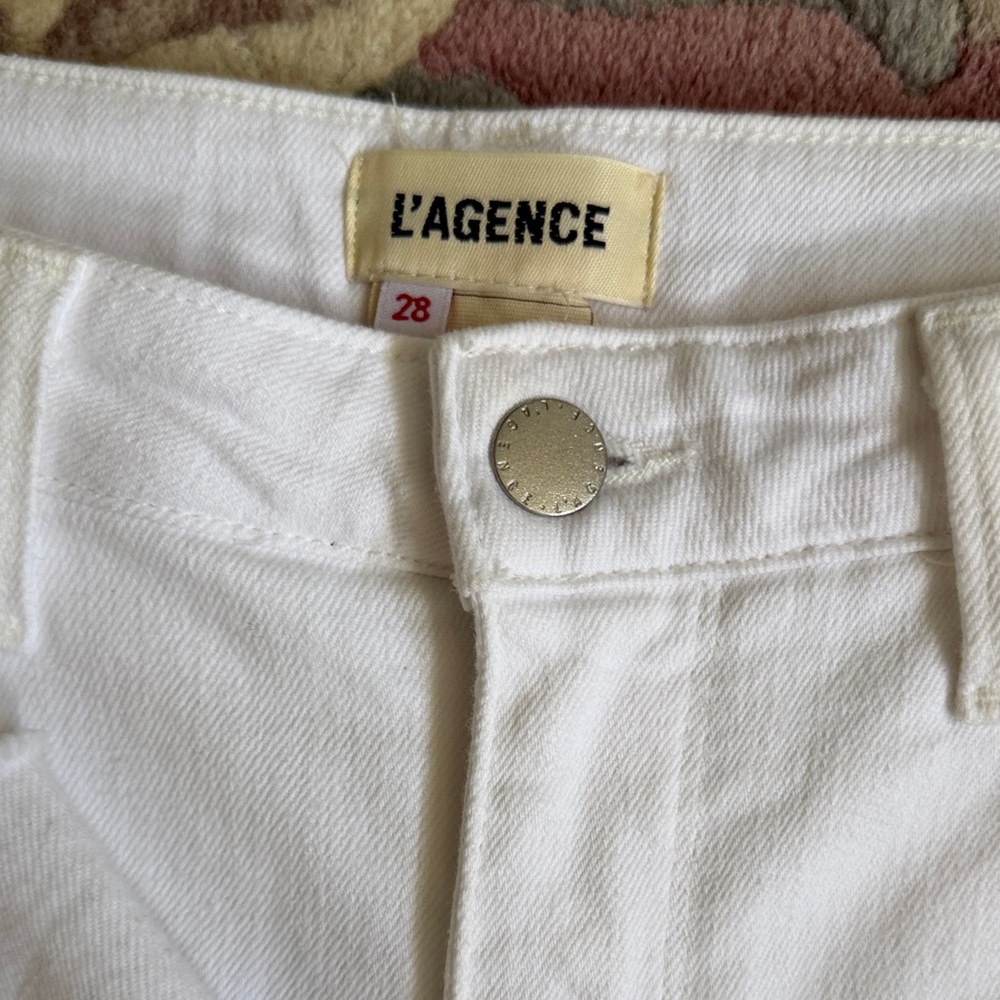 L'AGENCE Women's White Straight Leg Jeans